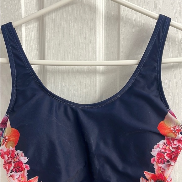Aqua Rose Navy and Pink Floral One Piece Swimsuit Size M - Picture 4 of 14